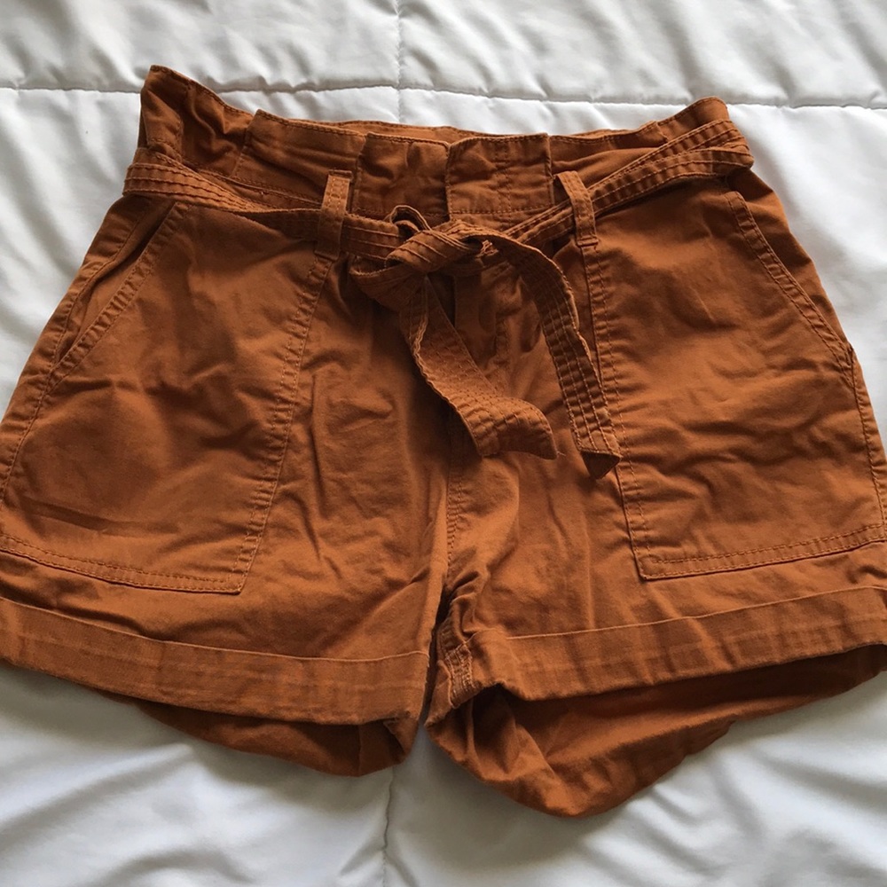 High waisted cargo style shorts